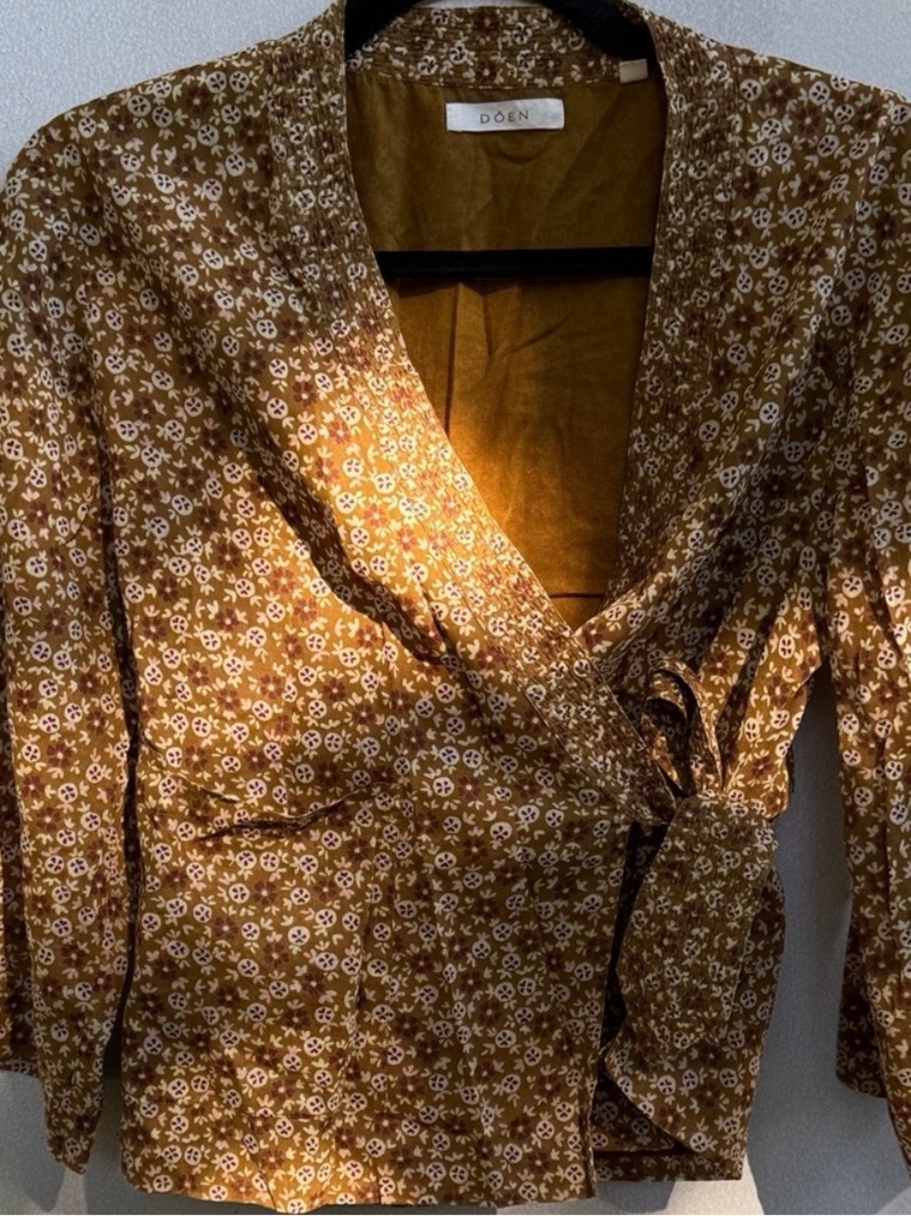 Doen Mustard Brown Isle Wrap Organic Cotton Top - Picture 6 of 9